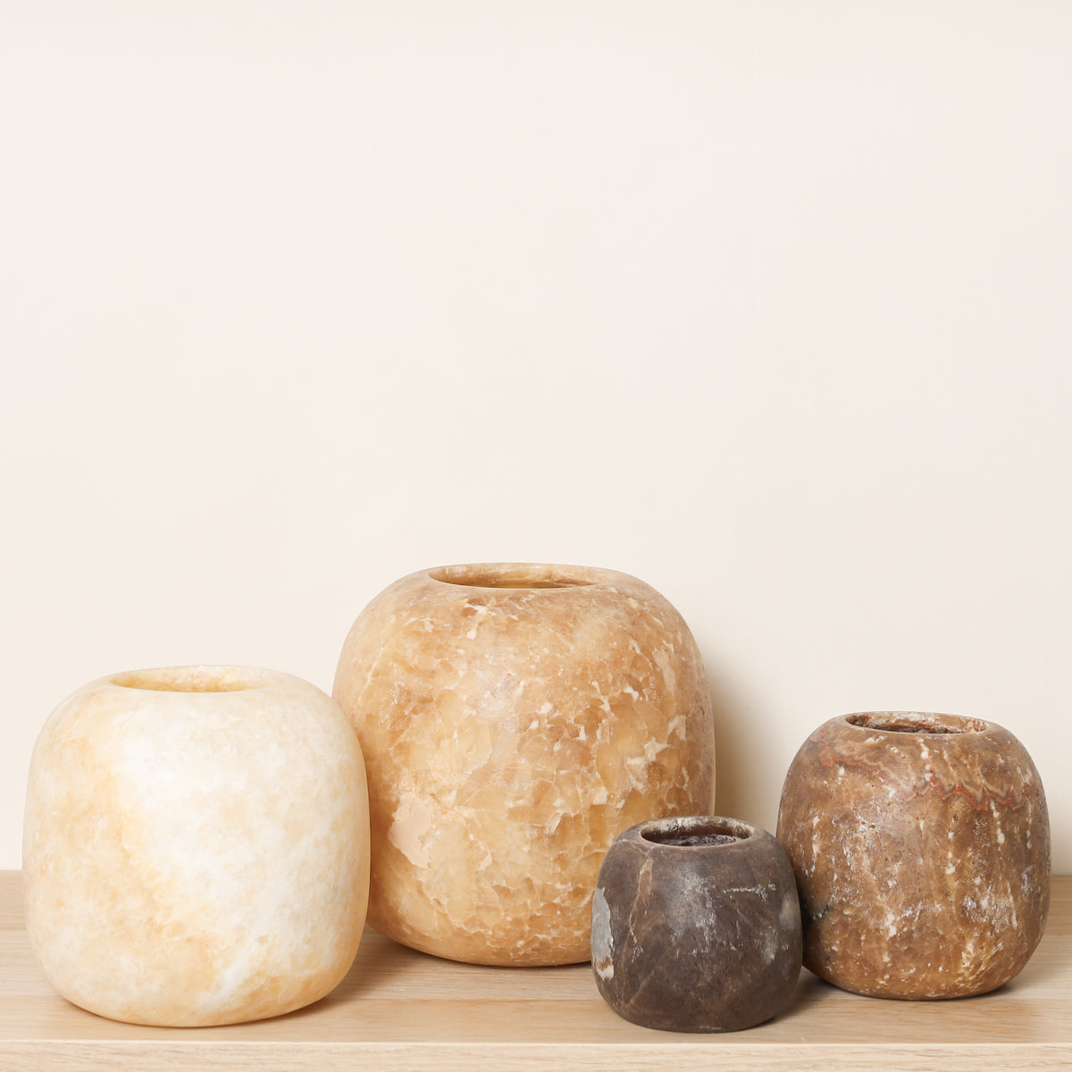 Kant en klare bruine Alabaster sets | Round
