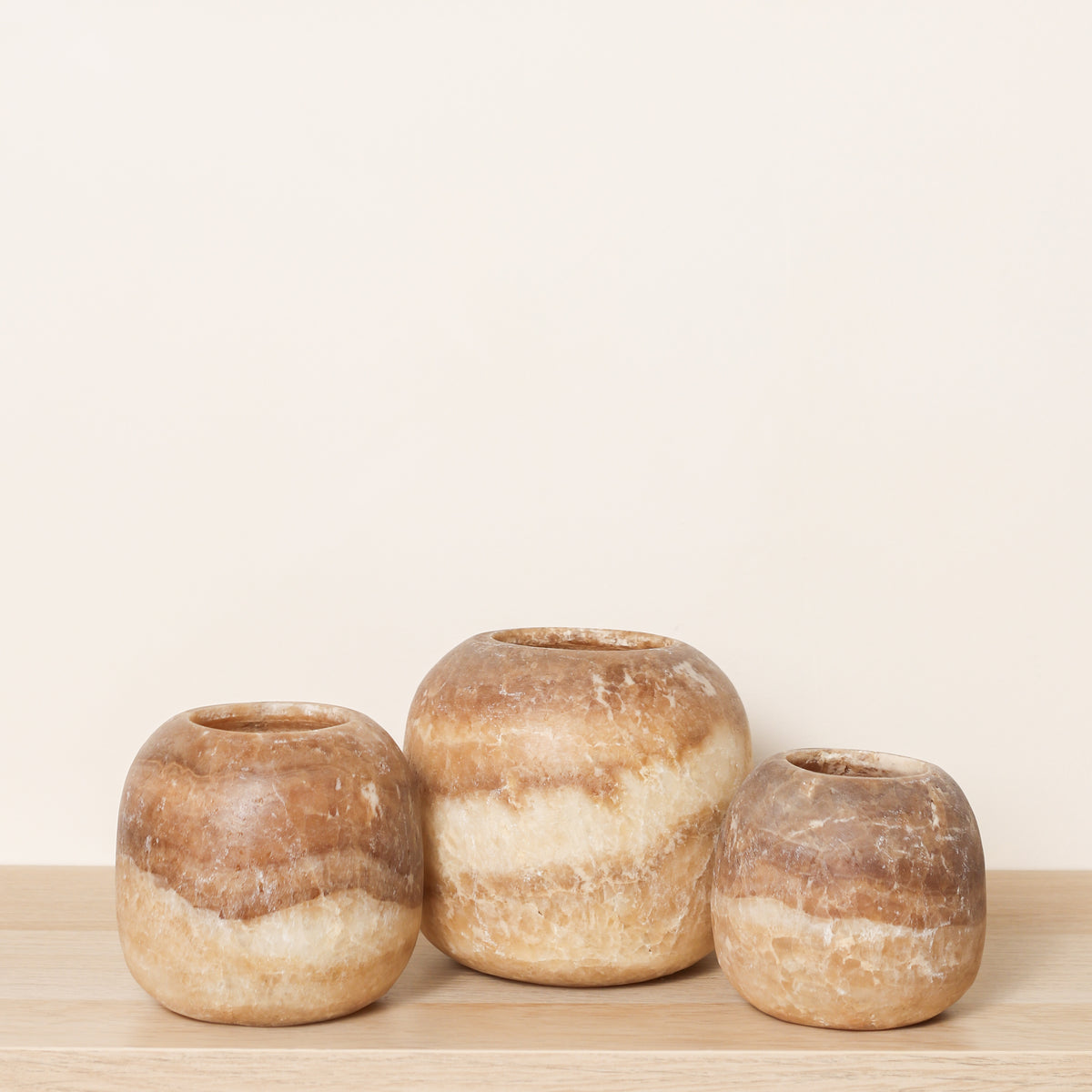 Kant en klare bruine Alabaster sets | Round